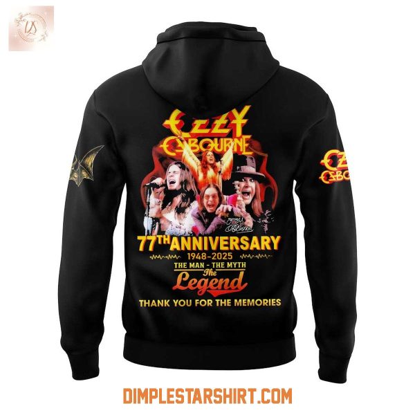 Ozzy Osbourne 77th Anniversary 1948 2025 Memories Hoodie Shirt