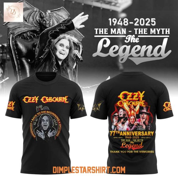 Ozzy Osbourne 77th Anniversary 1948 2025 Memories Hoodie Shirt