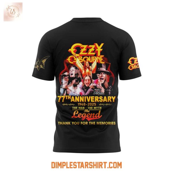 Ozzy Osbourne 77th Anniversary 1948 2025 Memories Hoodie Shirt
