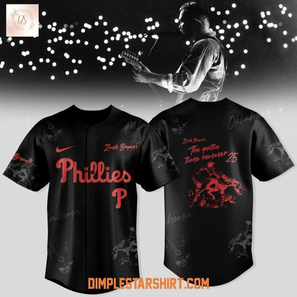 Philadelphia Phillies Mix Zach Bryan The Quittin Time Tour 2025 Baseball Jersey