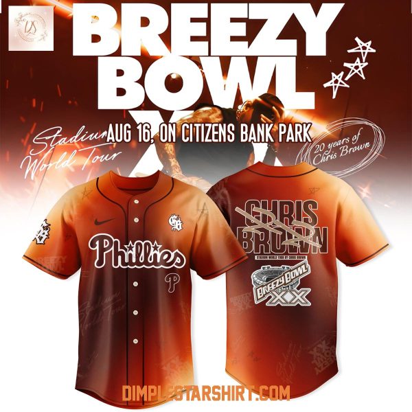 Philadelphia Phillies x Chris Brown Breezy Bowl XX Tour 2025 Baseball Jersey
