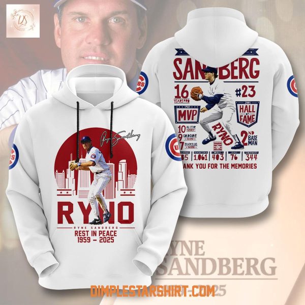 Ryno Ryne Sandberg Chicago Cubs Legend RIP 2025 Hoodie T Shirt