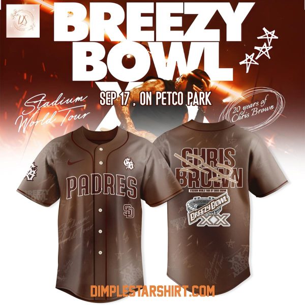 San Diego Padres x Chris Brown Breezy Bowl XX Tour 2025 Baseball Jersey