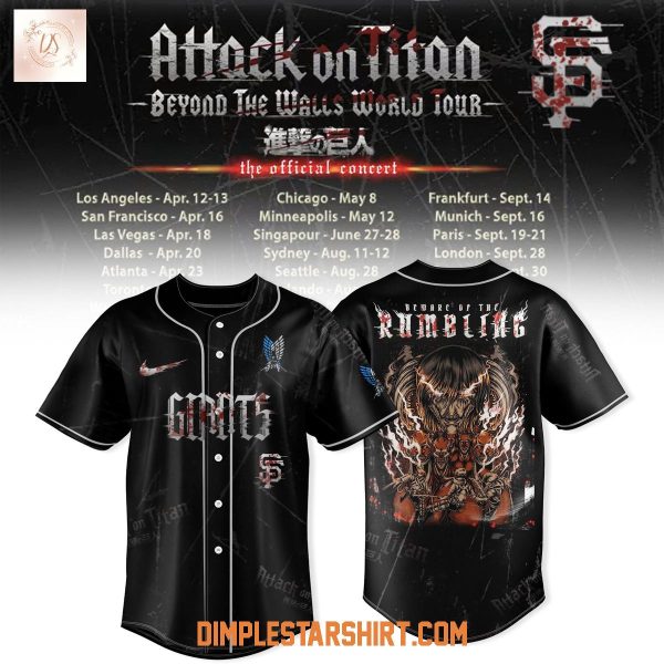 San Francisco Giants x Attack On Titan Beyon The Walls World Tour 2025 Jersey