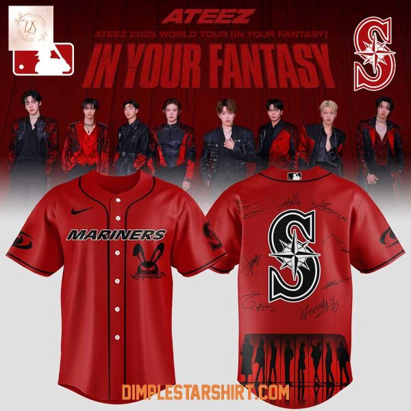 Seattle Mariners Mix Ateez 2025 World Tour Baseball Jersey