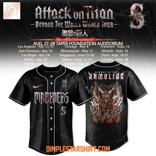 Seattle Mariners x Attack On Titan Beyon The Walls World Tour 2025 Jersey