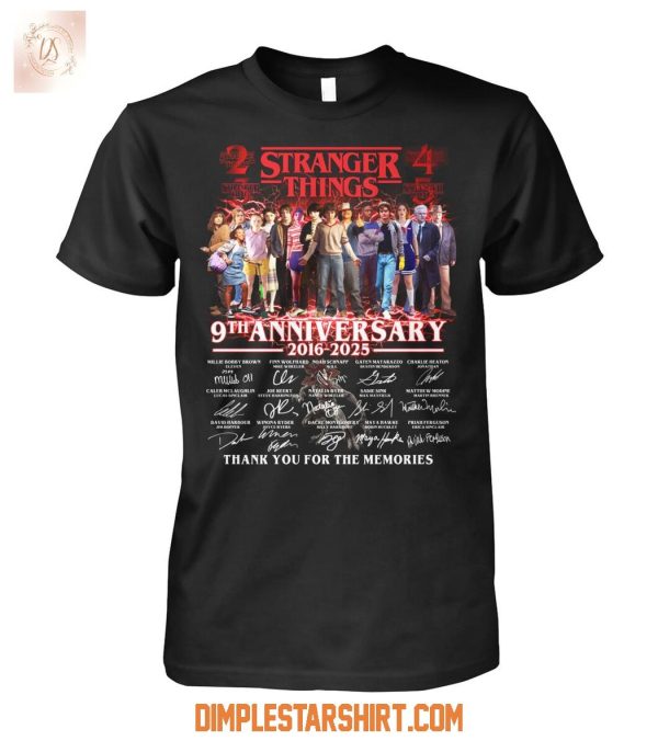 Stranger Things 9th Anniversary 2016 2025 Memories T Shirt