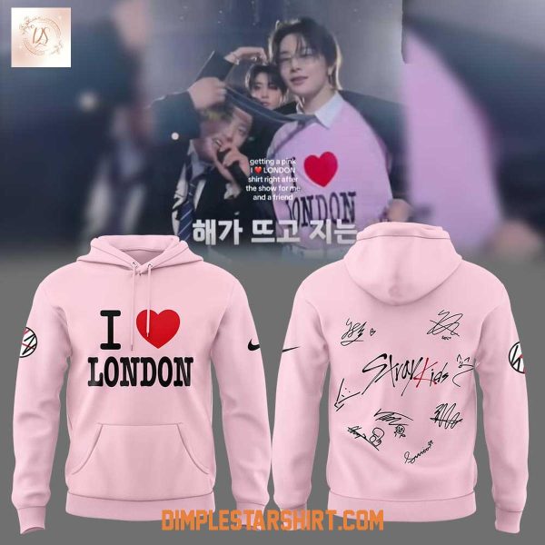 Stray Kids ATE Love London Signature Pink Hoodie T Shirt