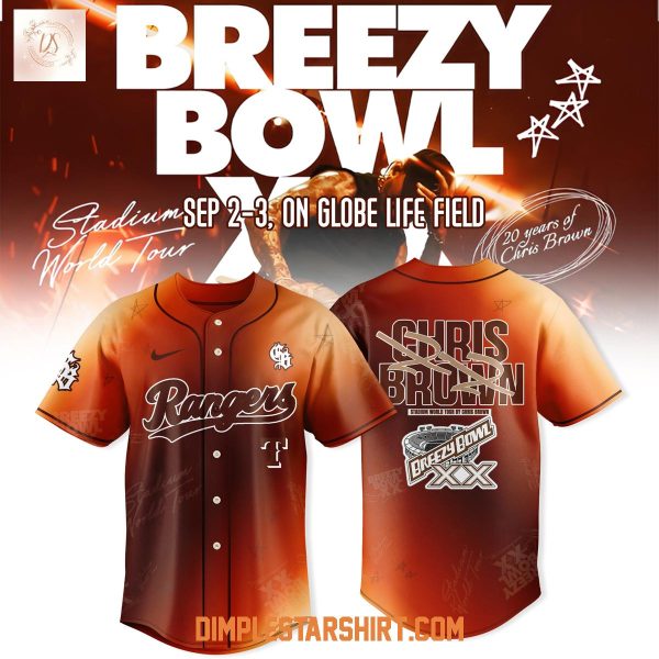 Texas Rangers x Chris Brown Breezy Bowl XX Tour 2025 Baseball Jersey