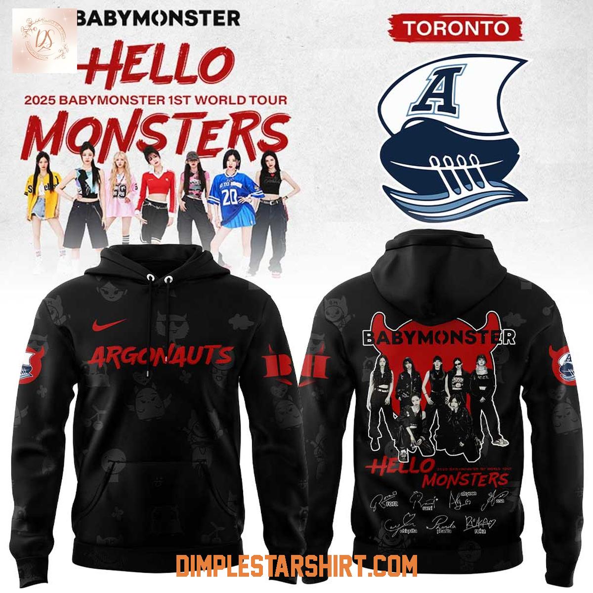 Toronto Argonauts Baby Monster 1St World Tour 2025 Hoodie Shirt Toronto Argonauts Baby Monster 1St World Tour 2025 Hoodie Shirt