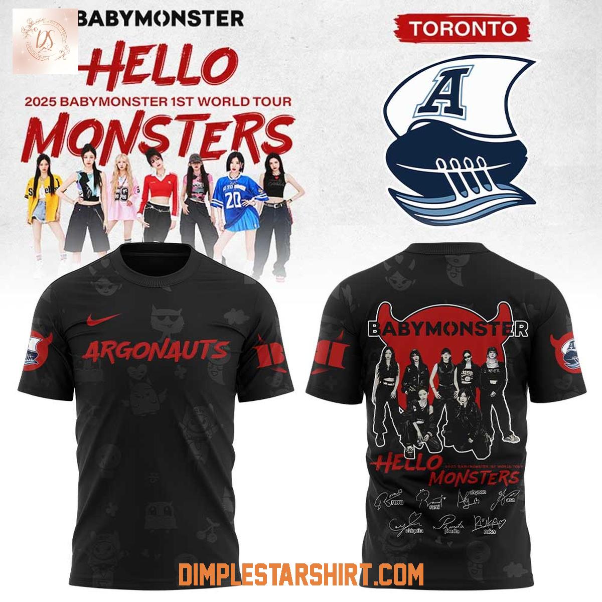 Toronto Argonauts Baby Monster 1St World Tour 2025 Hoodie Shirt Toronto Argonauts Baby Monster 1St World Tour 2025 Hoodie Shirt