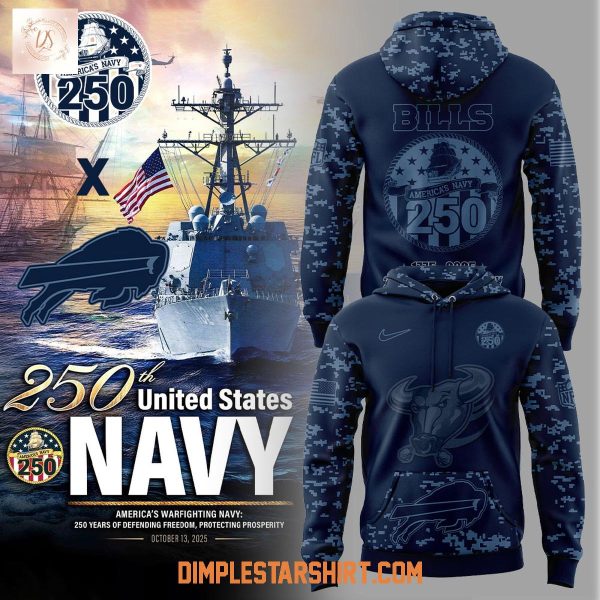 Buffalo Bills x US Navy 250th Anniversary Celebration Hoodie Shirt