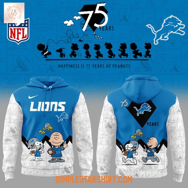 Detroit Lions 75th Anniversary Of Peanuts Hoodie Shirt