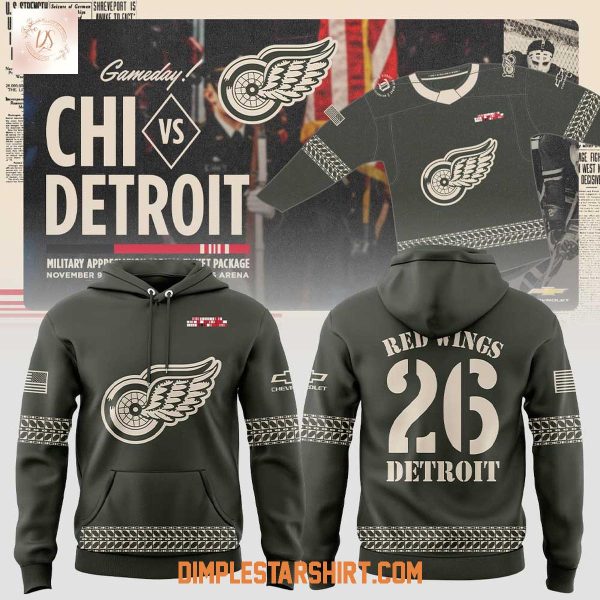 Detroit Red Wings Military Appreciation 2025 Hoodie Shirt