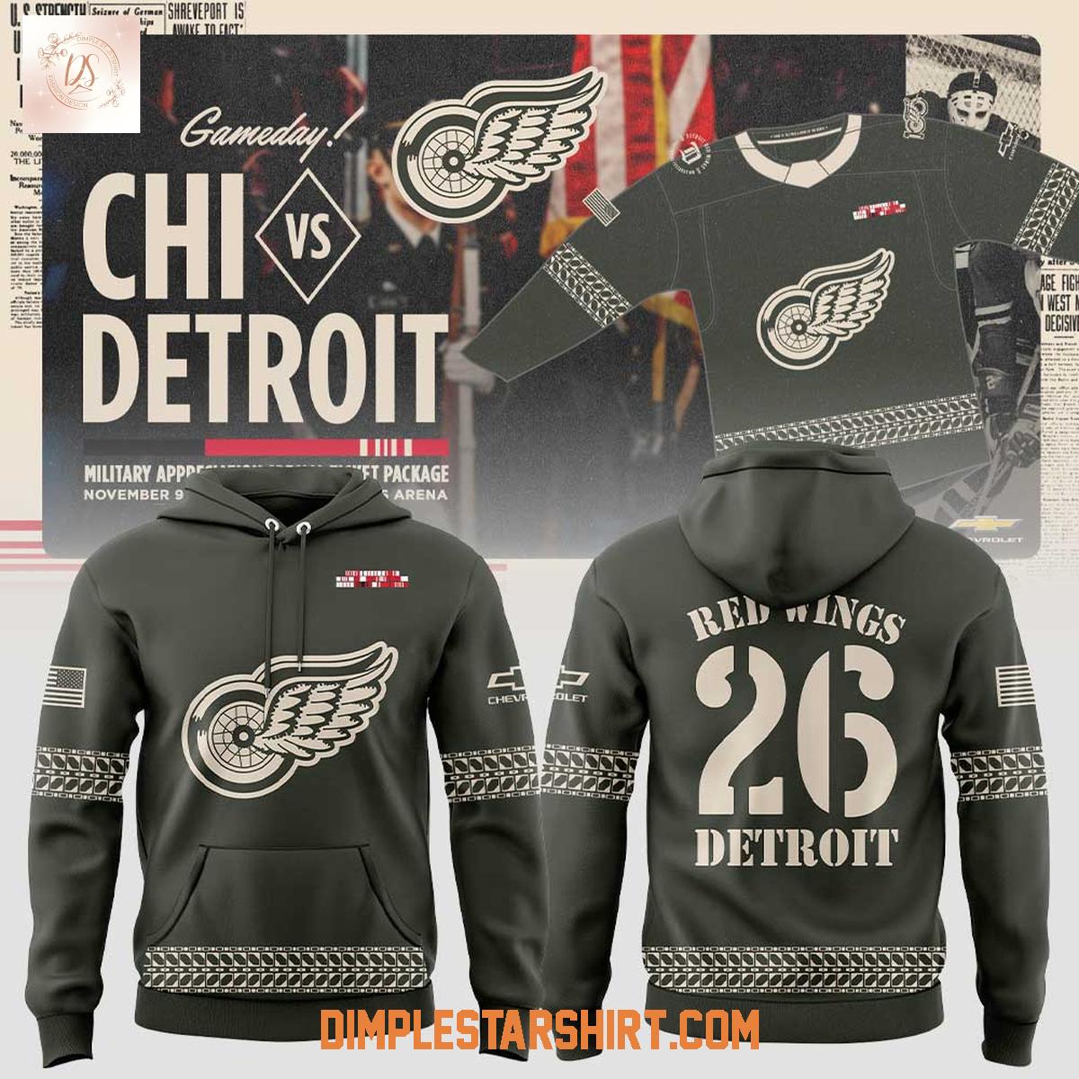 Detroit Red Wings Military Appreciation 2025 Hoodie Shirt Detroit Red Wings Military Appreciation 2025 Hoodie Shirt