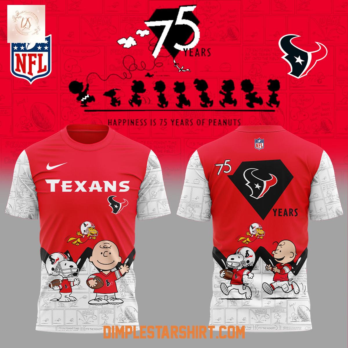 Houston Texans 75th Anniversary Of Peanuts Hoodie Shirt Houston Texans 75th Anniversary Of Peanuts Hoodie Shirt