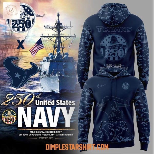 Houston Texans x US Navy 250th Anniversary Celebration Hoodie Shirt