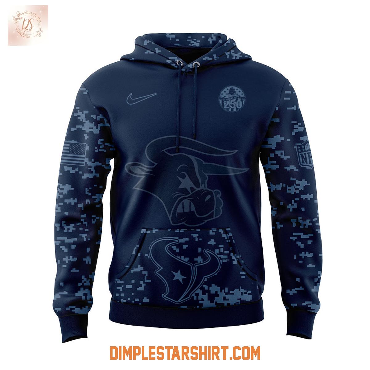 Houston Texans x US Navy 250th Anniversary Celebration Hoodie Shirt Houston Texans x US Navy 250th Anniversary Celebration Hoodie Shirt