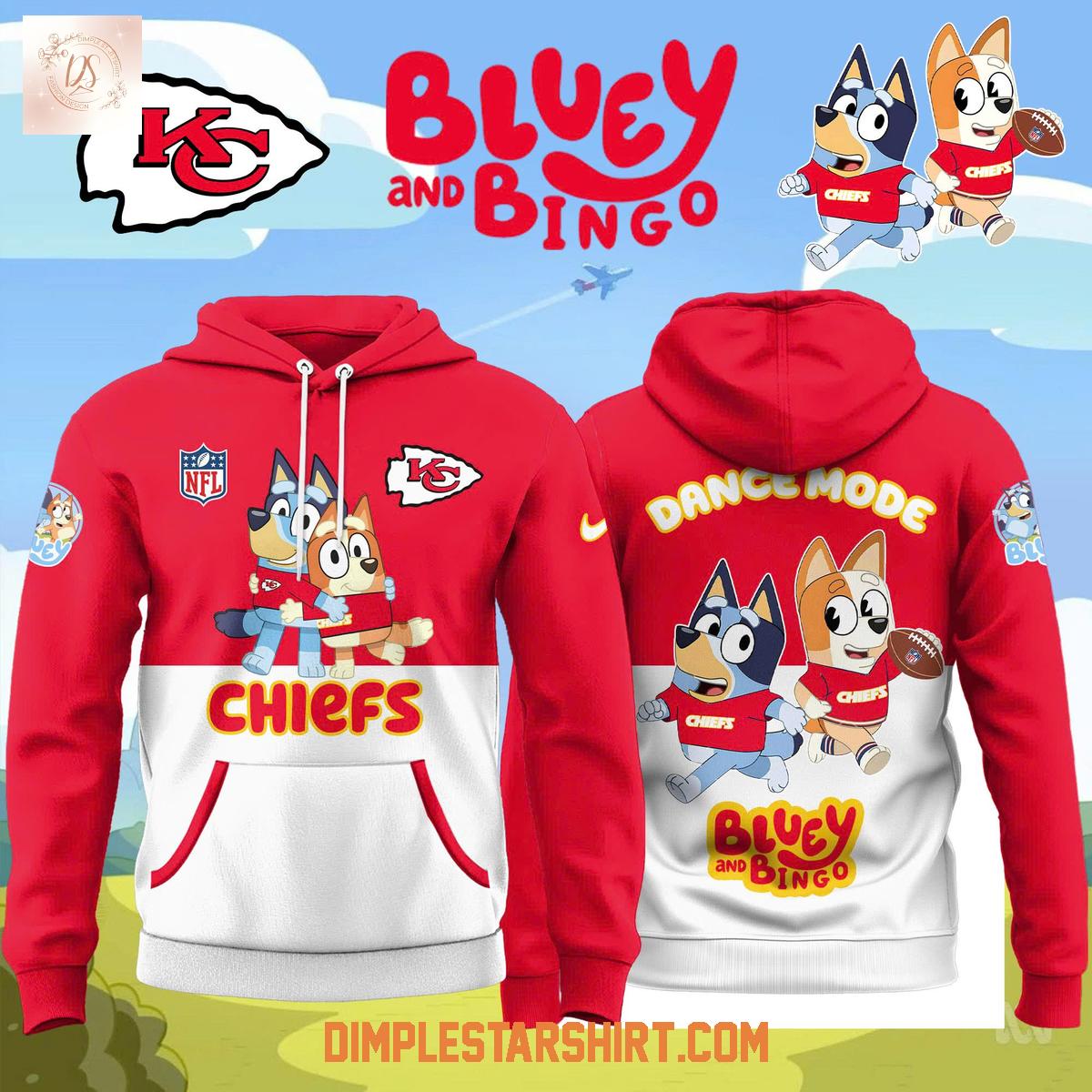 Kansas City Chiefs x Bluey And Bingo Dance Mode Hoodie Shirt Kansas City Chiefs x Bluey And Bingo Dance Mode Hoodie Shirt