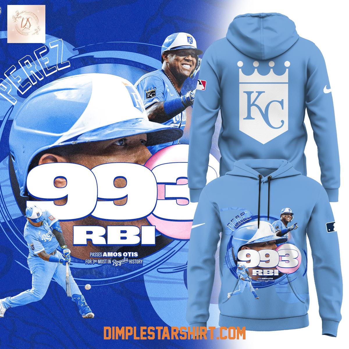 Kansas City Royals Salvador Perez 993 RBI Record Hoodie Shirt Kansas City Royals Salvador Perez 993 RBI Record Hoodie Shirt