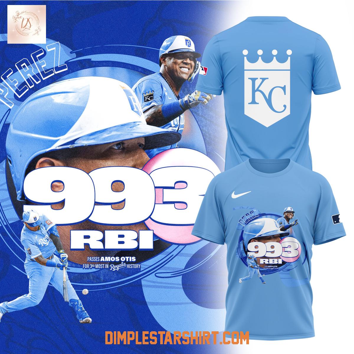 Kansas City Royals Salvador Perez 993 RBI Record Hoodie Shirt Kansas City Royals Salvador Perez 993 RBI Record Hoodie Shirt