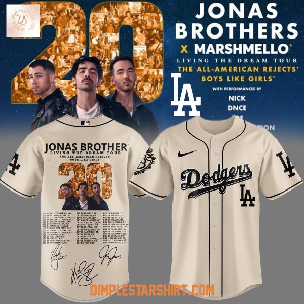 Los Angeles Dodgers x Jonas Brothers Living The Dream Tour 2025 Baseball Jersey