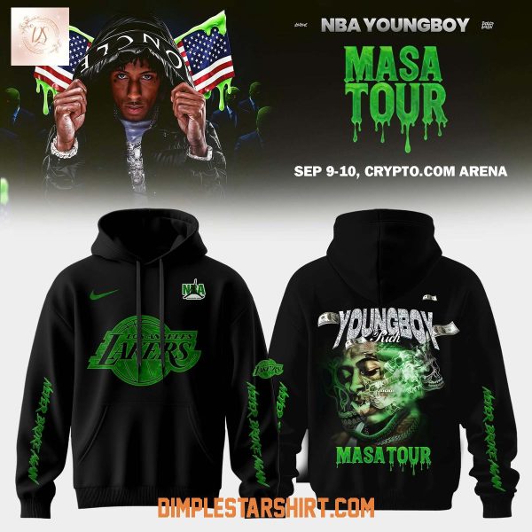 Los Angeles Lakers Collab NBA Youngbou Masa Tour 2025 Hoodie Shirt
