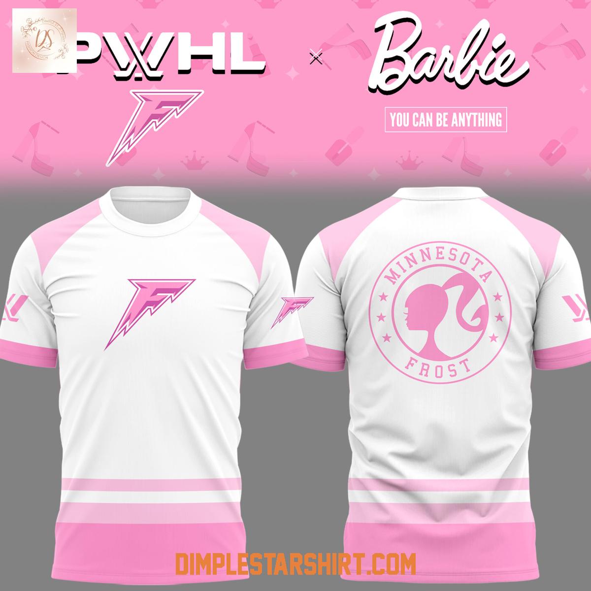 Minnesota Frost Hockey x Barbie You Can Be Anything Hoodie Shirt Minnesota Frost Hockey x Barbie You Can Be Anything Hoodie Shirt