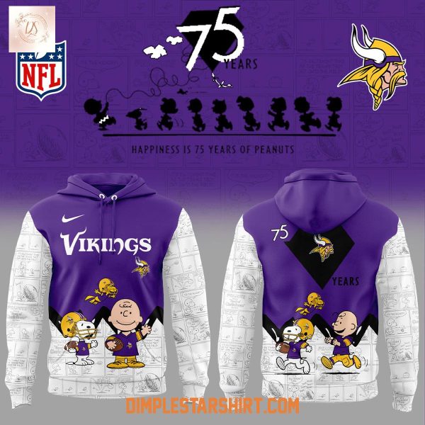 Minnesota Vikings 75th Anniversary Of Peanuts Hoodie Shirt
