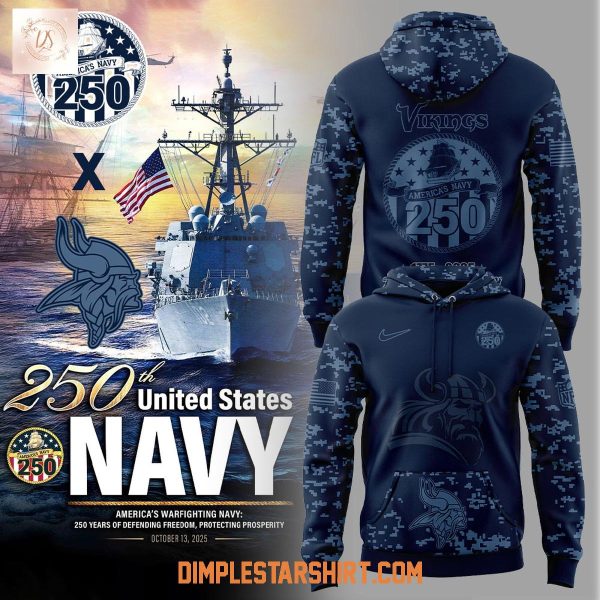 Minnesota Vikings x US Navy 250th Anniversary Celebration Hoodie Shirt