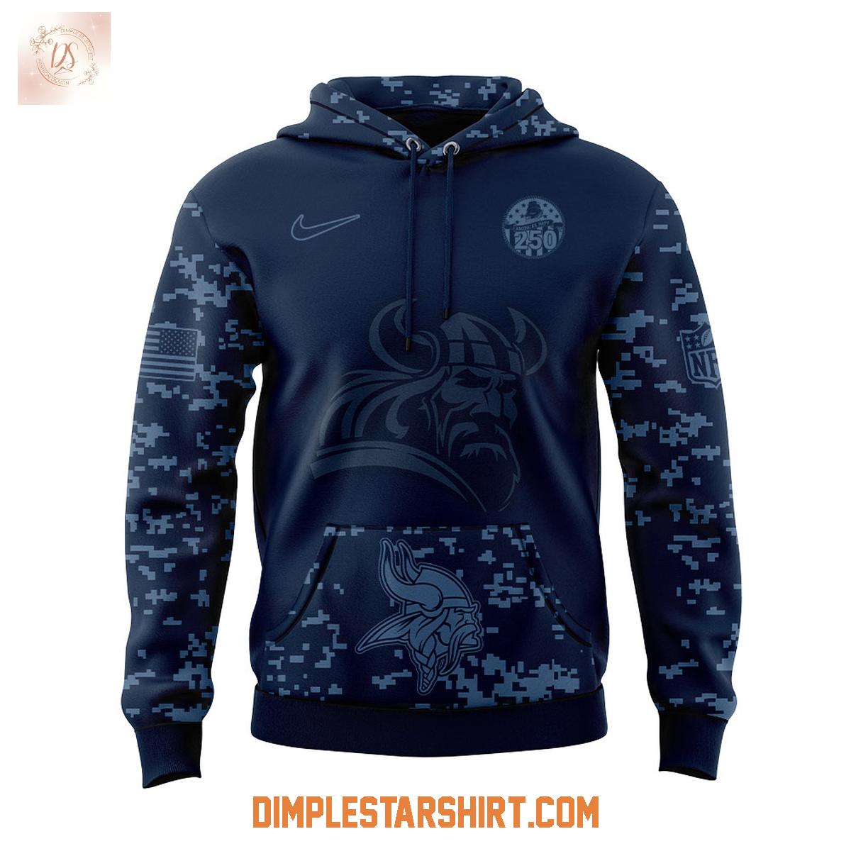 Minnesota Vikings x US Navy 250th Anniversary Celebration Hoodie Shirt Minnesota Vikings x US Navy 250th Anniversary Celebration Hoodie Shirt