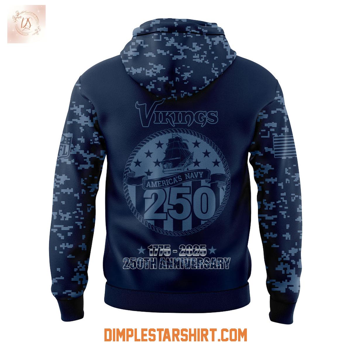 Minnesota Vikings x US Navy 250th Anniversary Celebration Hoodie Shirt Minnesota Vikings x US Navy 250th Anniversary Celebration Hoodie Shirt