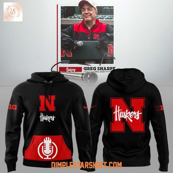 Nebraska Cornhuskers RIP Greg Sharpe Voice Of The Huskers Hoodie Shirt