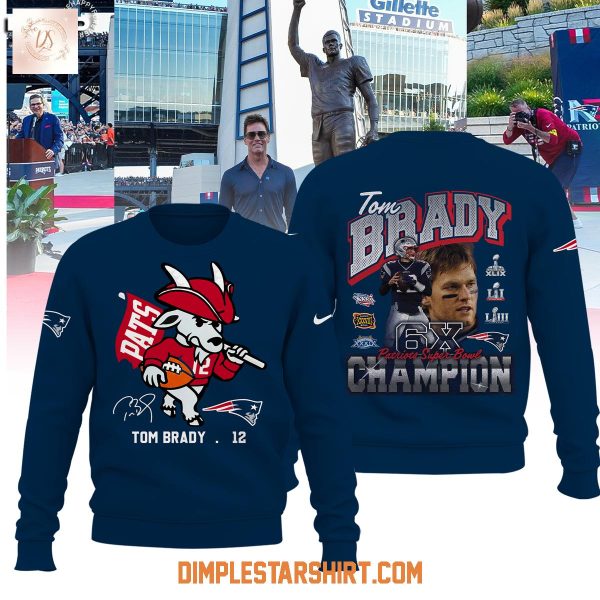New England Patriots Unveil Statue Tom Brady Goat 6x Super Bowl Champions Hoodie Shirt