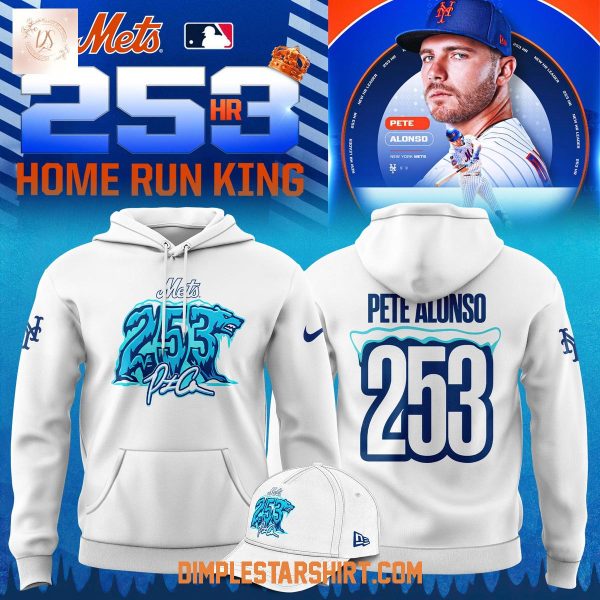 New York Mets Peter Alonson 253 Home Run King White Hoodie Shirt