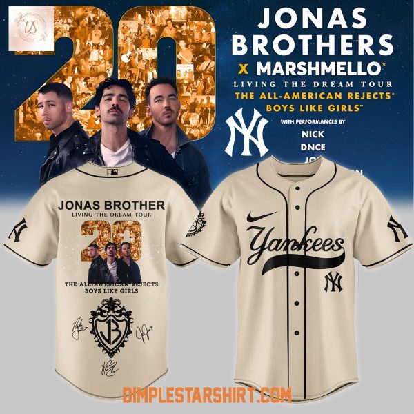 New York Yankees x Jonas Brothers Living The Dream Tour 2025 Baseball Jersey