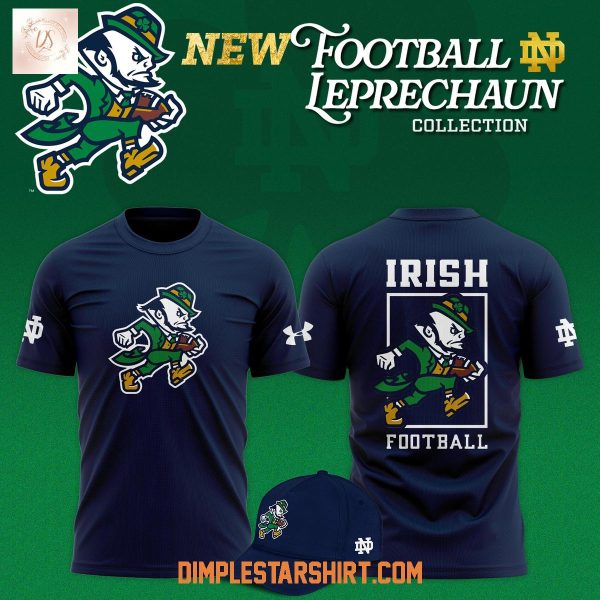 Notre Dame Fighting Irish Football Leprechaun New Logo Navy Hoodie Shirt