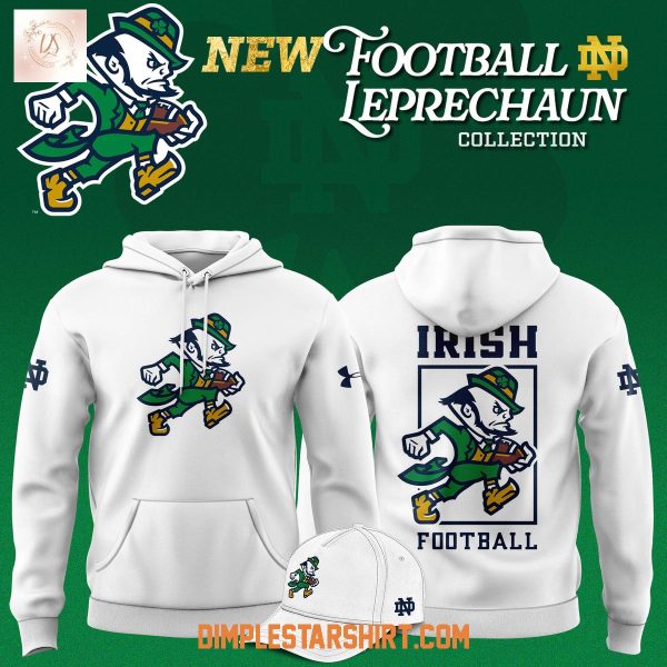 Notre Dame Fighting Irish Football Leprechaun New Logo White Hoodie Shirt
