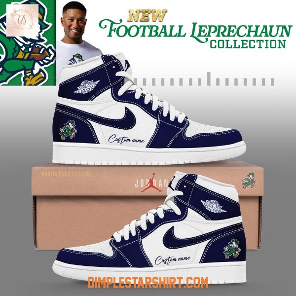 Notre Dame Fighting Irish Leprechaun Tech Stretch Deep Navy Air Jordan 1 Shoes