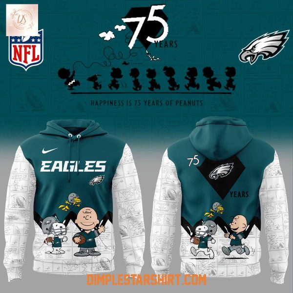 Philadelphia Eagles 75th Anniversary Of Peanuts Hoodie Shirt