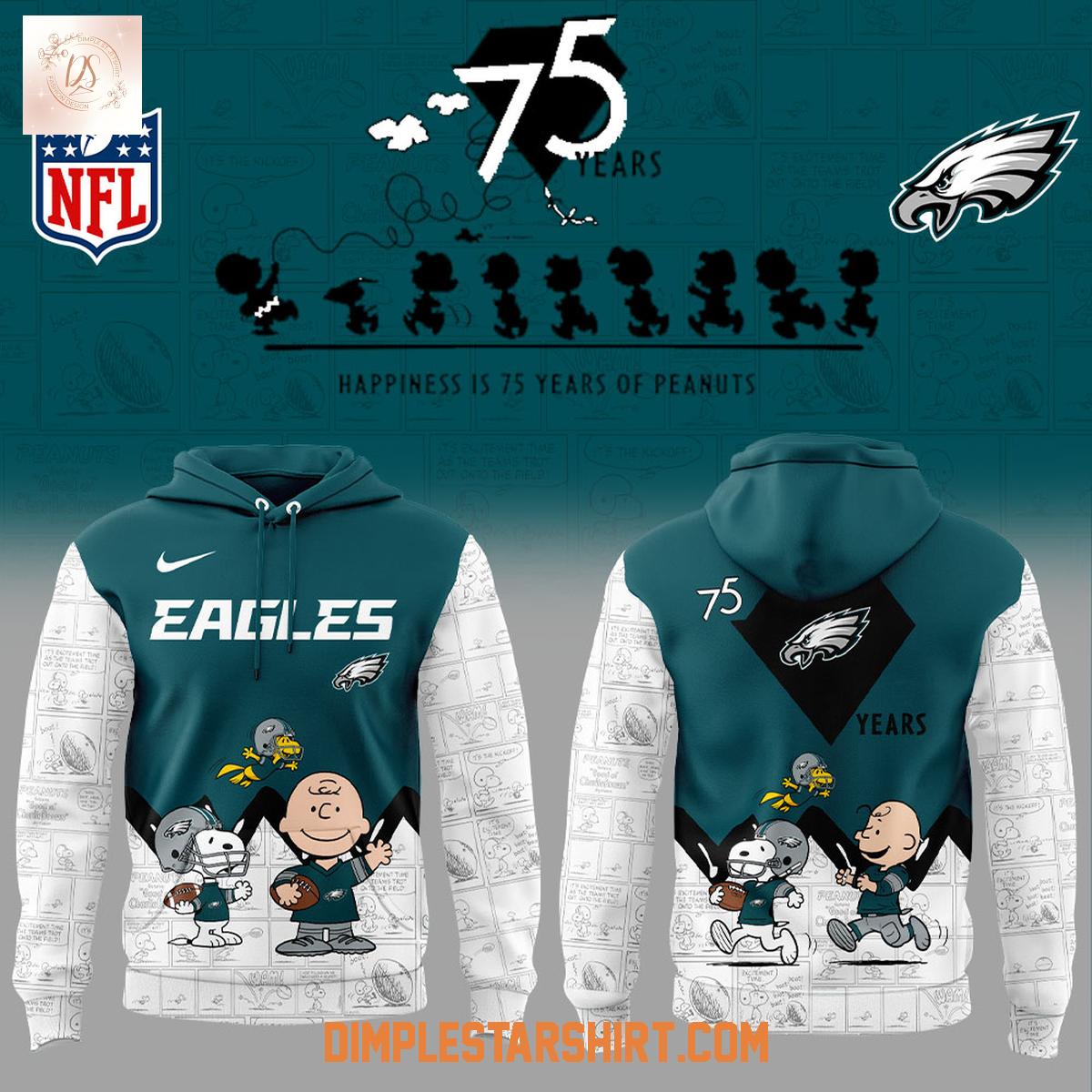 Philadelphia Eagles 75th Anniversary Of Peanuts Hoodie Shirt Philadelphia Eagles 75th Anniversary Of Peanuts Hoodie Shirt