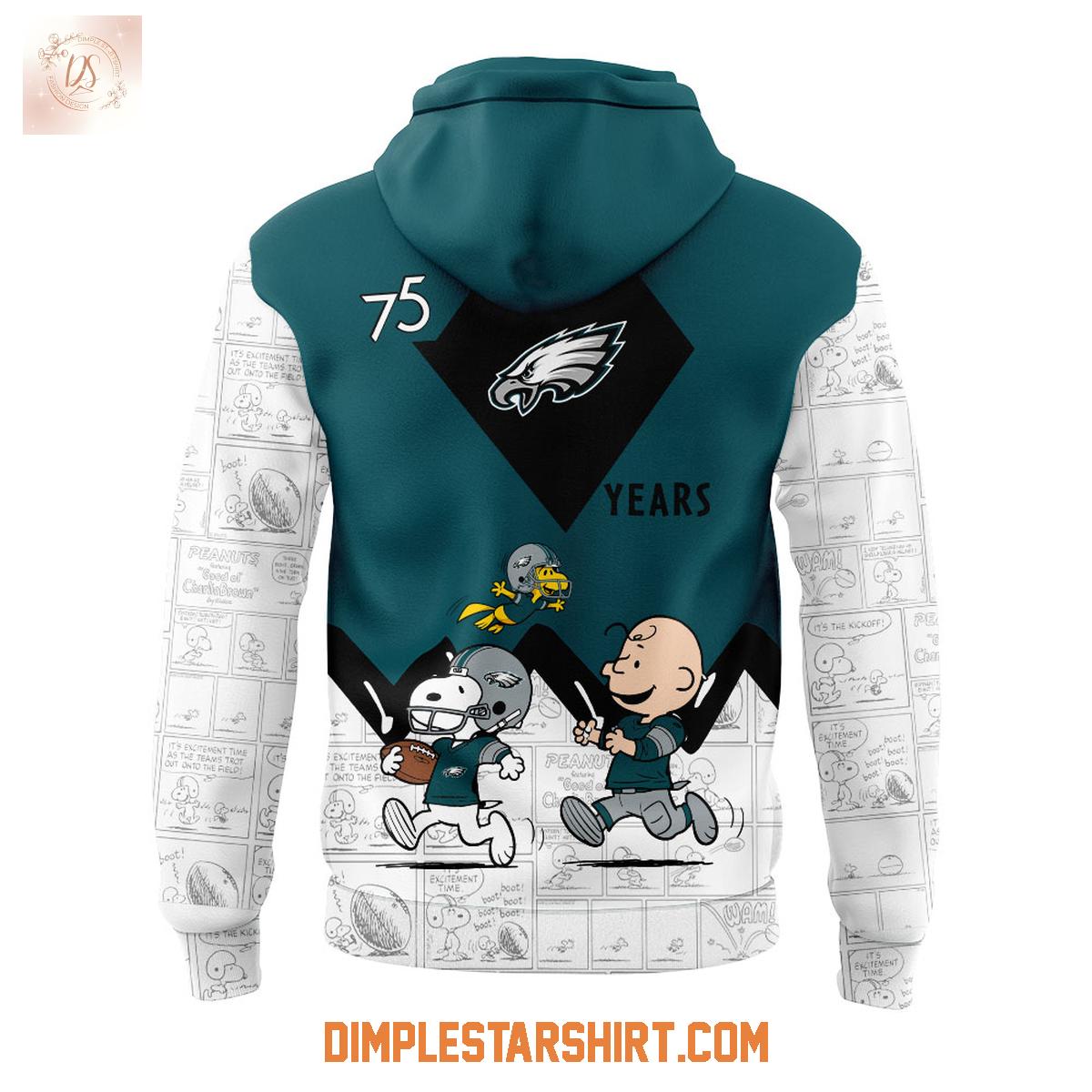 Philadelphia Eagles 75th Anniversary Of Peanuts Hoodie Shirt Philadelphia Eagles 75th Anniversary Of Peanuts Hoodie Shirt