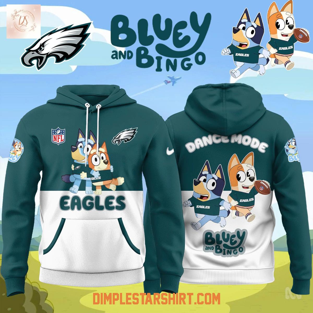 Philadelphia Eagles x Bluey And Bingo Dance Mode Hoodie Shirt Philadelphia Eagles x Bluey And Bingo Dance Mode Hoodie Shirt