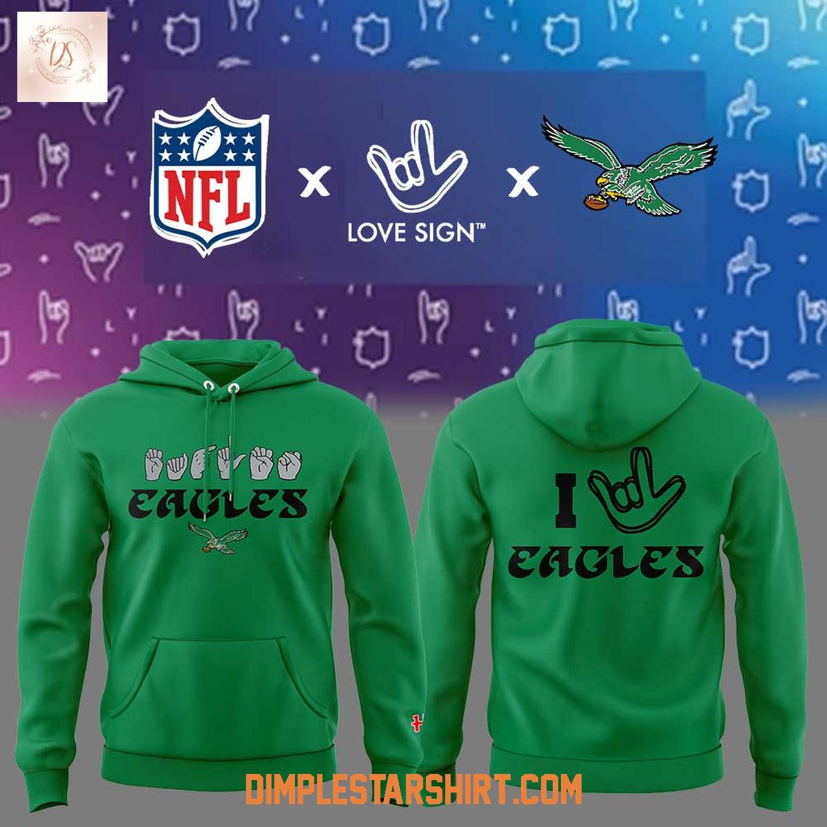Philadelphia Eagles x NFL ASL Love Sign Hoodie Shirt Philadelphia Eagles x NFL ASL Love Sign Hoodie Shirt