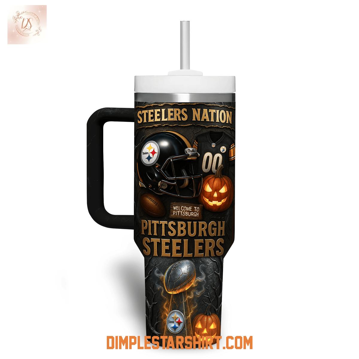 Pittsburgh Steelers Fear The Steel Halloween Stanley Tumbler 40oz Pittsburgh Steelers Fear The Steel Halloween Stanley Tumbler 40oz