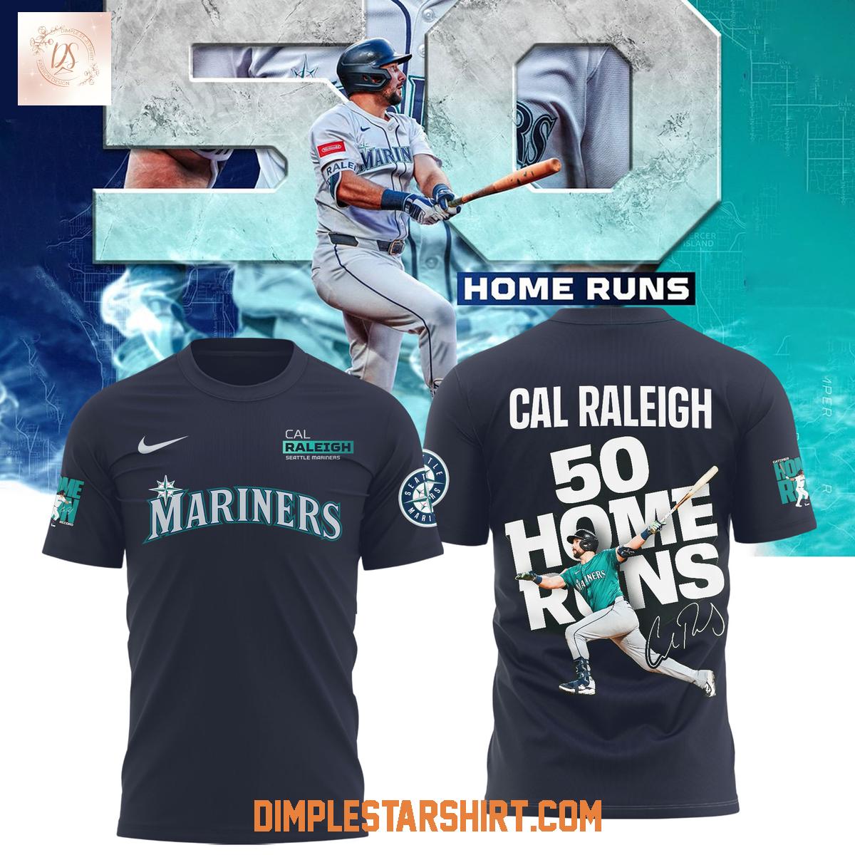 Seattle Mariners Cal Raleigh 50 Home Runs Navy Hoodie Shirt Seattle Mariners Cal Raleigh 50 Home Runs Navy Hoodie Shirt