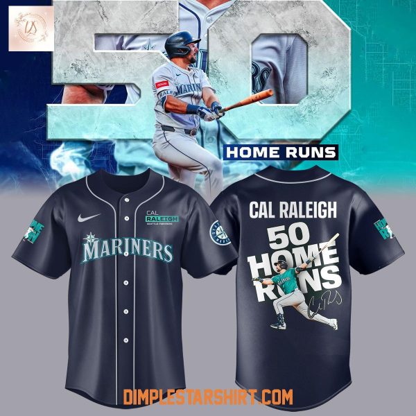 Seattle Mariners Cal Raleigh 50 Home Runs Navy Jersey