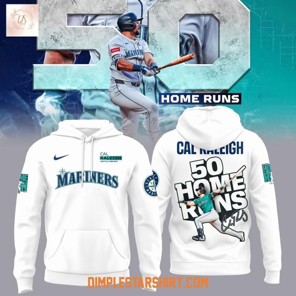 Seattle Mariners Cal Raleigh 50 Home Runs White Hoodie Shirt