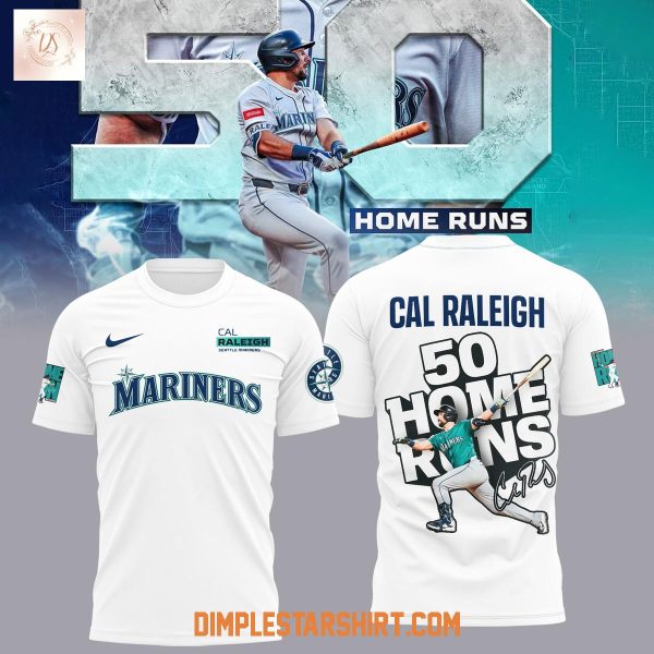Seattle Mariners Cal Raleigh 50 Home Runs White Hoodie Shirt