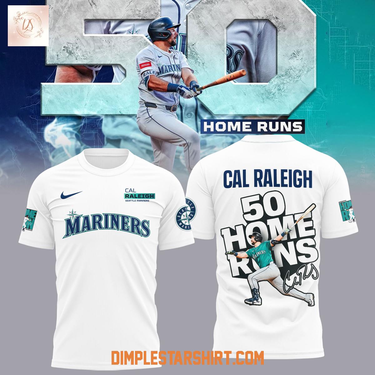 Seattle Mariners Cal Raleigh 50 Home Runs White Hoodie Shirt Seattle Mariners Cal Raleigh 50 Home Runs White Hoodie Shirt